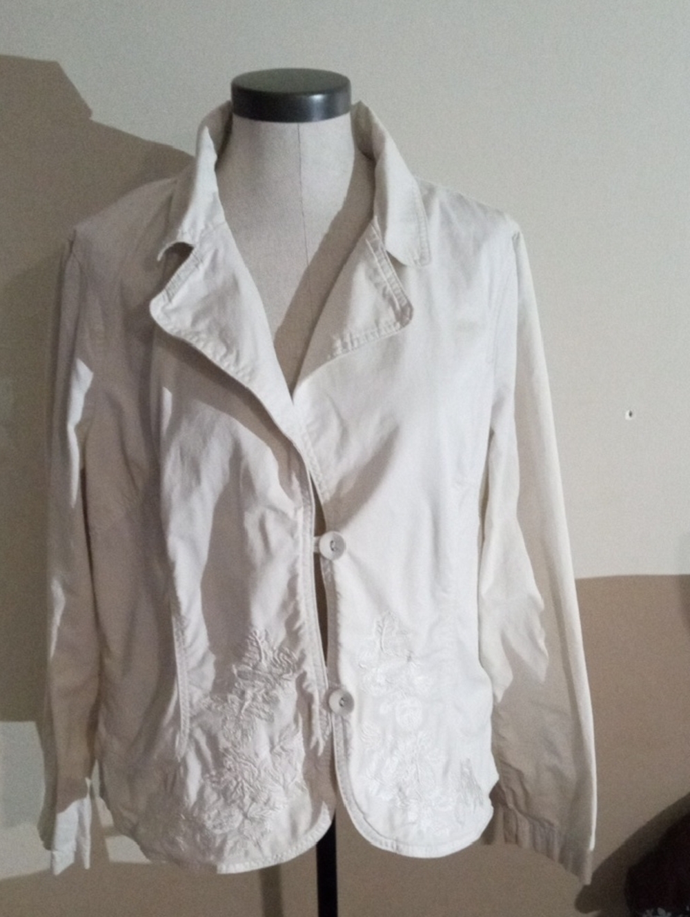 Cato Embroidered Cotton Two Button Collared Blazer Size XL